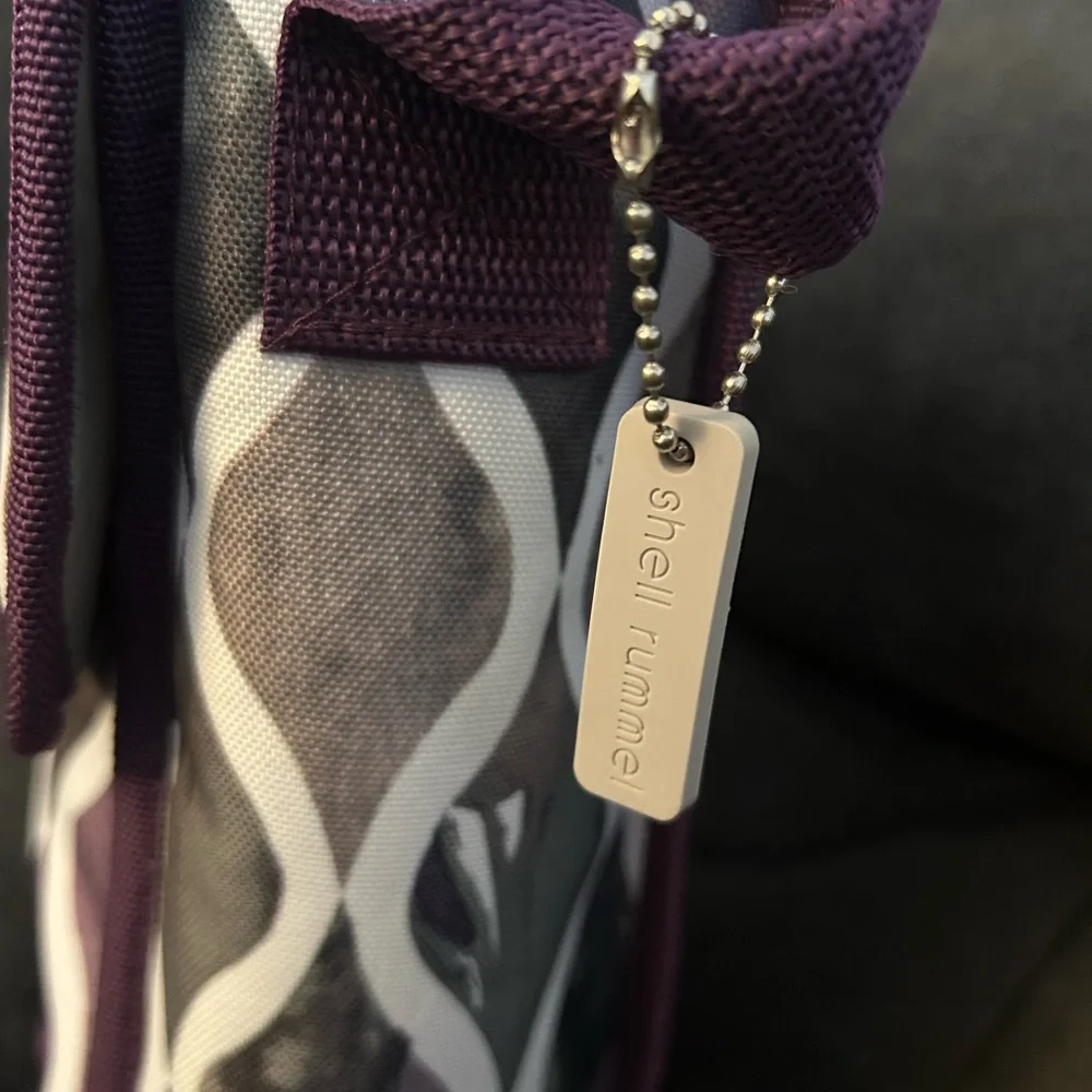 Shell Rummel Purple and Gray Patterned Beverage Insulated Tote Carrier